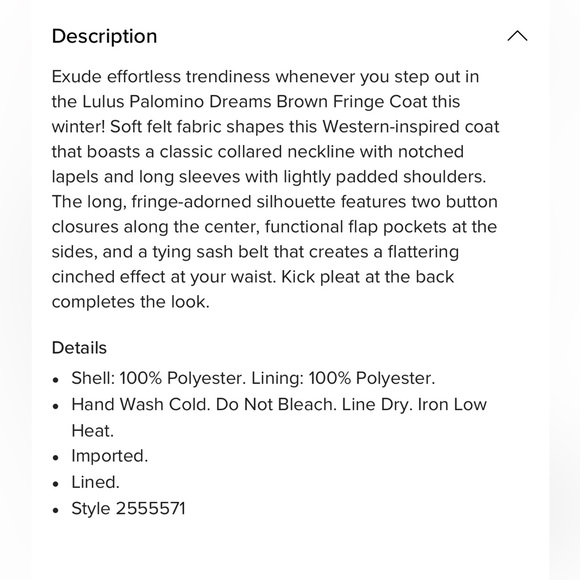 Palomino Dreams NWT Brown Fringe Coat size XL. - Picture 6 of 8